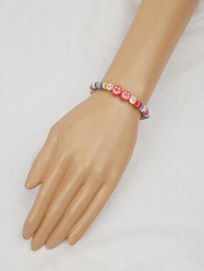 3 FOR $15 🧡 Handmade Clay Bead Multi Color Smiley Face Bracelet